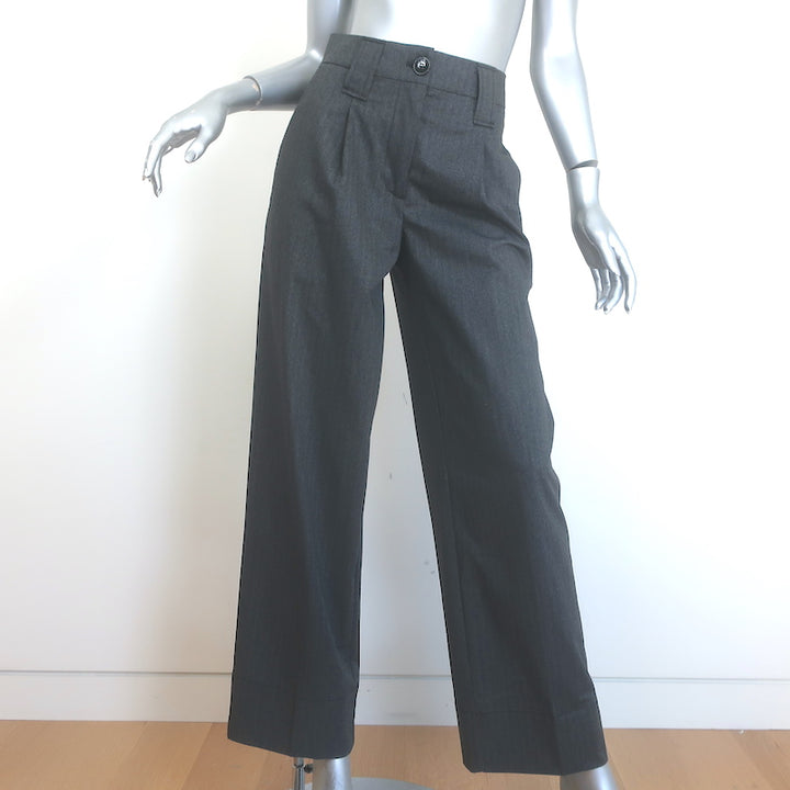 GANNI Wide Leg High Rise Pants Dark Gray 
