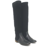 Gucci Lucille bamboo-heel knee-high boots in black suede and leather, authentic pre-owned, size 37