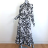 Gabriela Hearst Galway Belted Maxi Shirtdress Black Jungle Print Silk Size 40