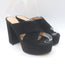 Gianvito Rossi 70 Crisscross Platform Slide Sandals Black Suede Size 39