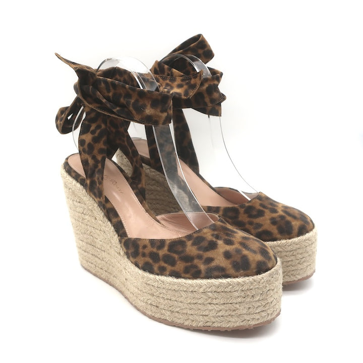 Gianvito Rossi Arenella Leopard Print Espadrille Wedge