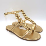 Gianvito Rossi Capua Braided T-Strap Sandals Gold