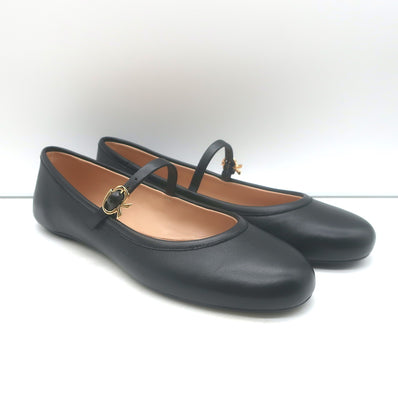 Gianvito Rossi Carla Mary Jane black leather ballet flats, pre-owned in excellent condition