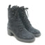 Gianvito Rossi Foster Lace-Up Combat Boots Charcoal Suede Size 37.5
