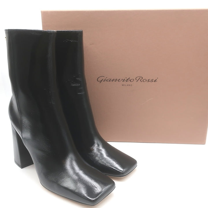 Gianvito Rossi Freeda Square Toe Boots Black Leather 