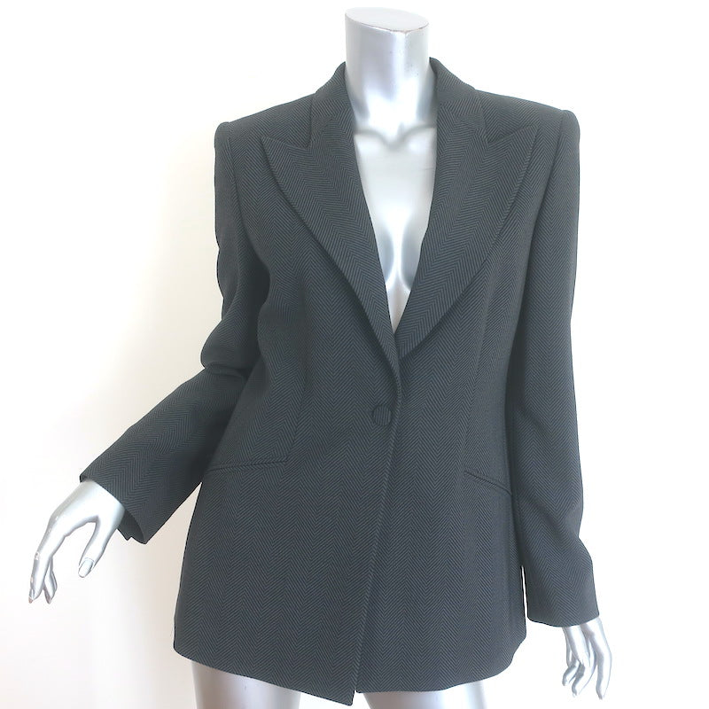 Giorgio Armani Tonal Chevron Striped Blazer Dark Gray