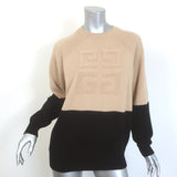 Givenchy 4G Bicolor Cashmere Crewneck Sweater Beige & Black Size Extra Small