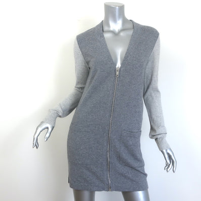 Givenchy colorblock cashmere zip-up cardigan in gray, authentic pre-owned luxury piece