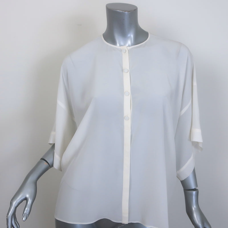 Givenchy Half-Placket Blouse Cream Silk Size