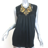 Givenchy Jeweled Satin Blouse Black Silk Size 40 Sleeveless Top