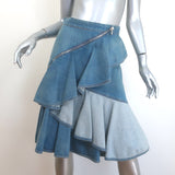 Givenchy Ruffled Denim Asymmetric Zipped Skirt Blue Size 40