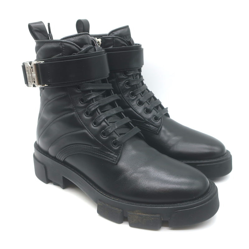 Givenchy Terra 4G Lace-Up Combat Boots Black 