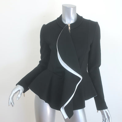 Givenchy Two-Tone Cascade Ruffle Peplum Jacket Black/White Size 42