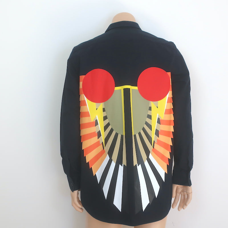 Givenchy Wing Graphic Columbian Fit Shirt Black Cotton Size 38 NEW