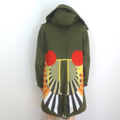 Givenchy Wing Print Parka Military Green Cotton Size 50 Hooded Jacket