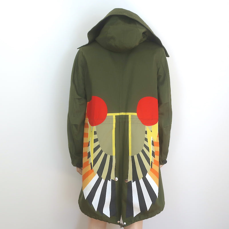 Givenchy Wing Print Parka Military Green Cotton Size 50 Hooded Jacket
