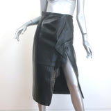 Givenchy Zip-Front Ruffled Leather Pencil Skirt Black Size 38