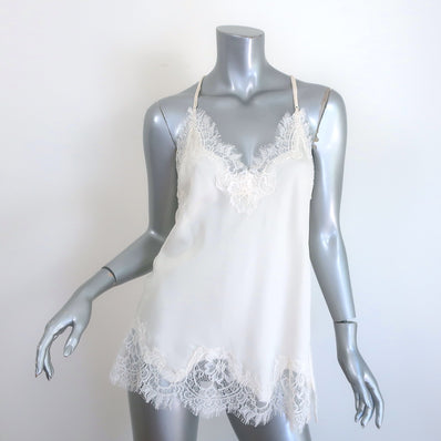 Gold Hawk silk lace-trim razorback cami in cream, authentic designer camisole — pre-owned, size M