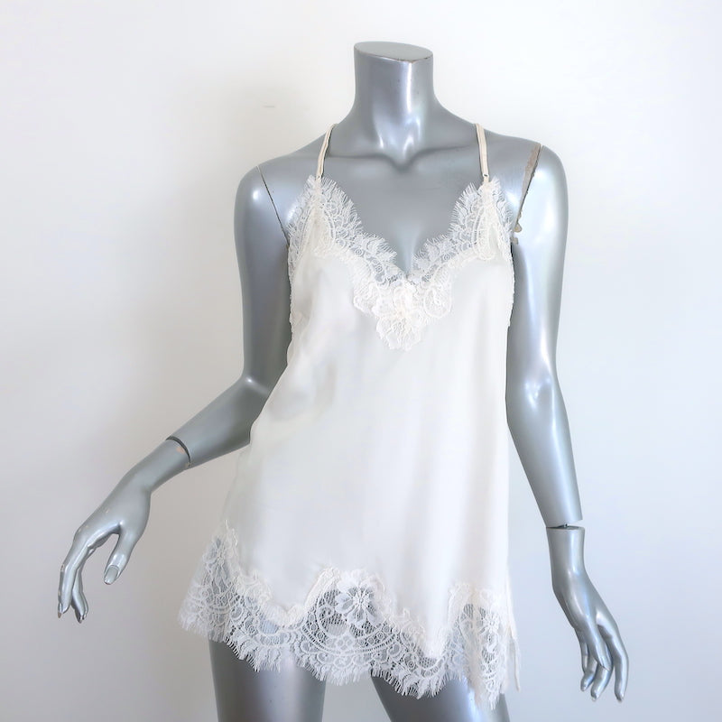 Gold Hawk silk lace-trim razorback cami in cream, authentic designer camisole — pre-owned, size M
