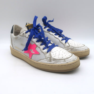 Golden Goose Ball Star Low Top Sneakers White & Neon Pink