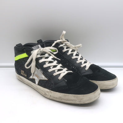 Golden Goose Glitter Mid Star Sneakers Black & Silver 