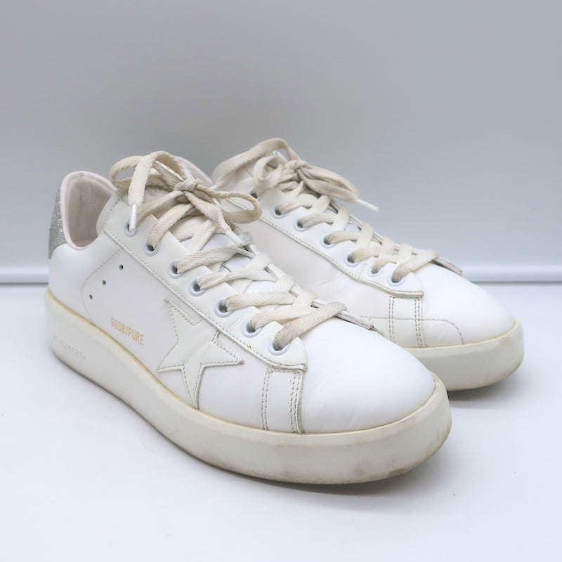 【GOLDEN GOOSE】PURESTAR SNEAKERS Golden Goose Purestar Sneakers White Leather with Silver