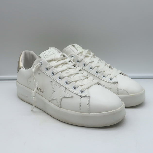 Golden Goose Purestar Sneakers White & Gold Metallic Leather