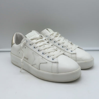 Golden Goose Purestar Sneakers White & Gold Metallic Leather Size 39