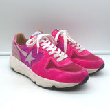 Golden Goose running sole sneakers in fuchsia suede with glitter heel, pre-owned authentic luxury