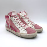 Golden Goose Slide High Top Sneakers Pink Canvas 