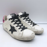 Golden Goose Superstar Glitter Star Sneakers White Leather & Pink Snake Size 38