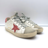 Golden Goose Superstar Low Top Sneakers White Leather & Pink Patent Size 38