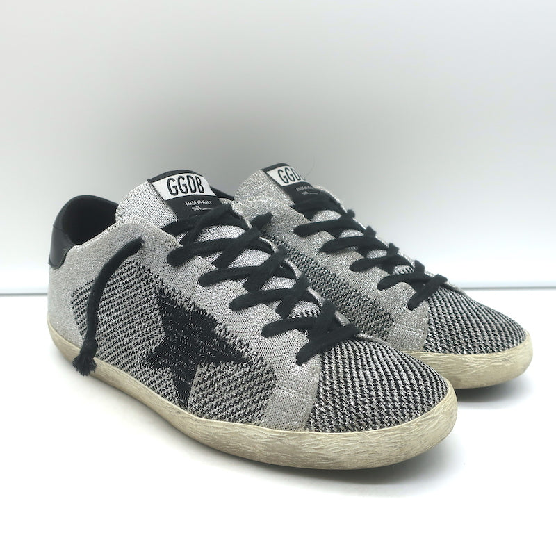 Golden Goose Superstar Lurex Knitted Sneakers Silver Size 38