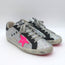Golden Goose Superstar Rainbow Glitter Sneakers Silver with Pink Star Size 40