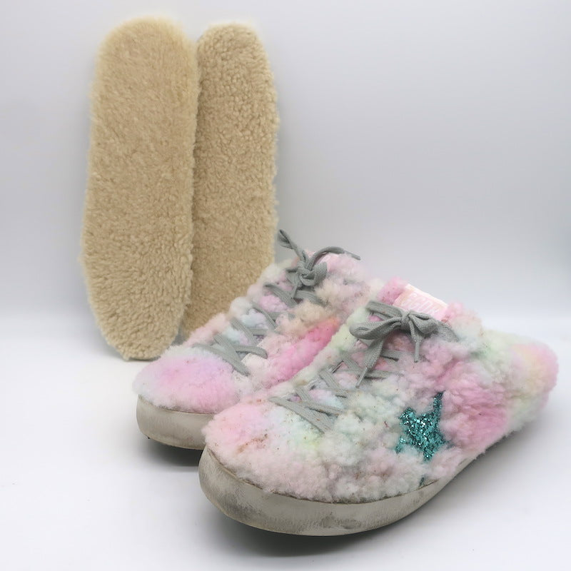 Golden Goose Superstar Sabot Glitter-Star Tie Dye Shearling Sneakers 