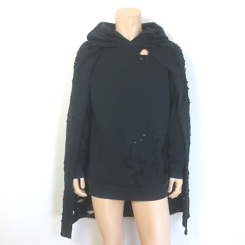 Greg Lauren Hero Hoodie Sweatshirt with Cape Black Size 2