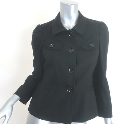 Gucci button-front black jacket in stretch hemp, pre-owned authentic luxury, size 44