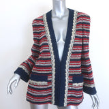 Gucci Crystal-Embellished Striped Boucle Jacket Red/Navy 