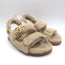 Gucci Double G Shearling Dad Sandals Beige Merino Wool Size 40