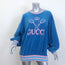 Gucci Embroidered Tennis Sweatshirt Blue Velour Size Medium