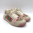 Gucci GG Crystal Screener Sneakers Ecru & Pink Leather Size 37