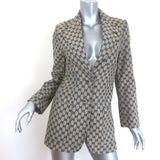 Gucci GG jacquard canvas blazer in beige, two-button size 38, pre-owned luxury jacket with authentic designer detailing