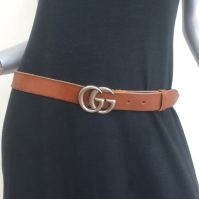 Authentic Gucci GG Marmont brown leather belt, pre-owned, size 90 (US 36)