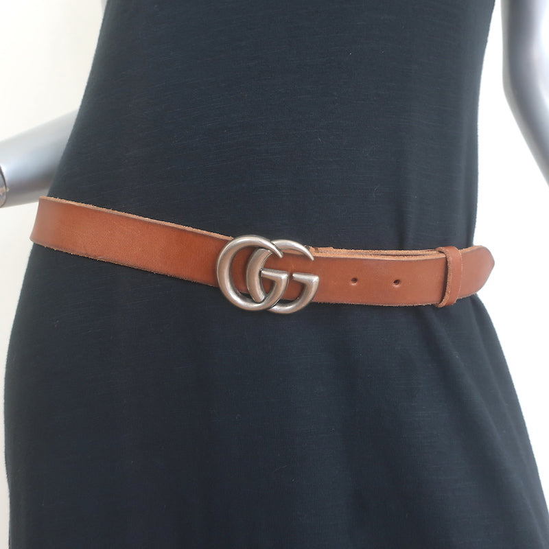 Authentic Gucci GG Marmont brown leather belt, pre-owned, size 90 (US 36)