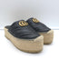 Gucci GG Marmont Platform Espadrille Slide Mules Black Quilted Leather Size 37