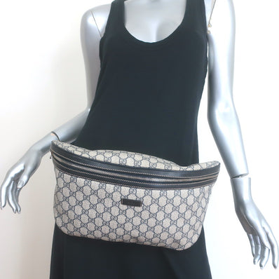Gucci GG Supreme Large Belt Bag Leather-Trim Beige Canvas Crossbody