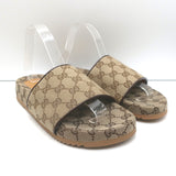 Gucci GG Supreme Slide Sandals Beige Monogram Canvas Size 7