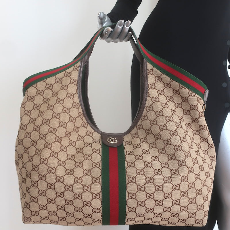 Gucci Giglio GG Monogram Canvas Web Large Hobo