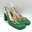 Gucci Horsebit Slingback Pumps Green Leather Size 41