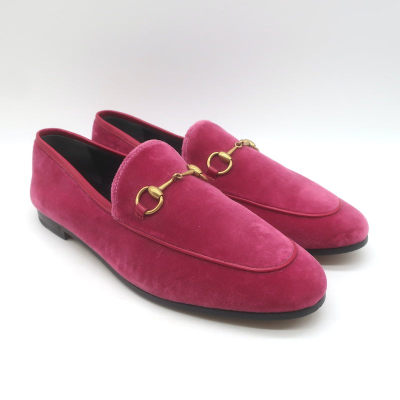 Gucci Jordaan Velvet Loafers Fuchsia Size 38.5 